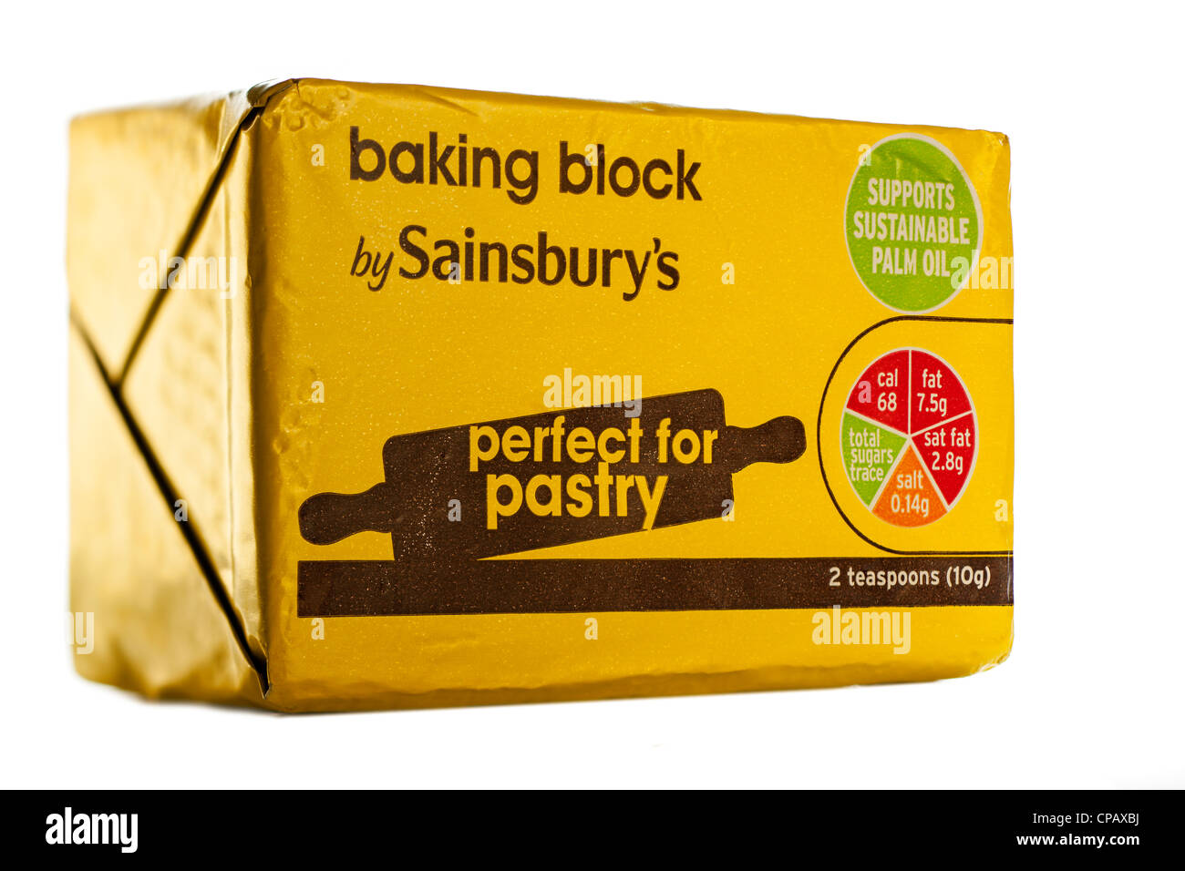 Blocco di vegetali grassi di cottura da Sainsburys supporta sostenibile di olio di palma Foto Stock