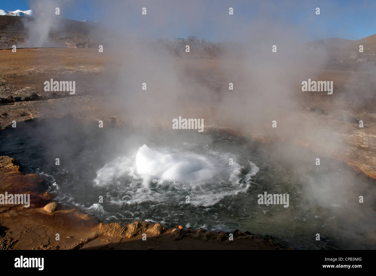 Piscina termale Tatio Geyser Cile Foto Stock