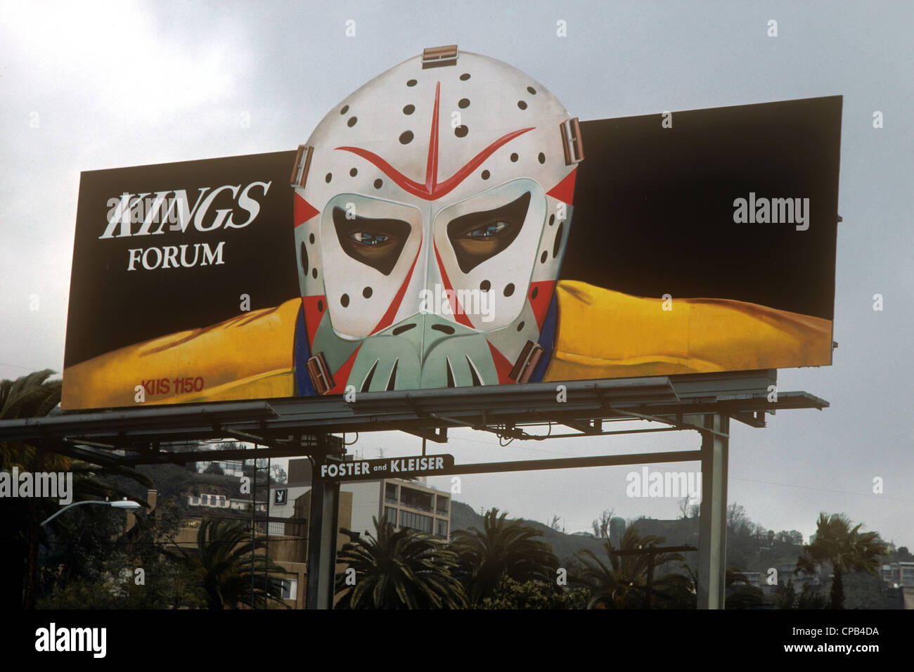 Kings hockey su ghiaccio billboard dotate di portiere di Sunset Strip circa 1980 Foto Stock