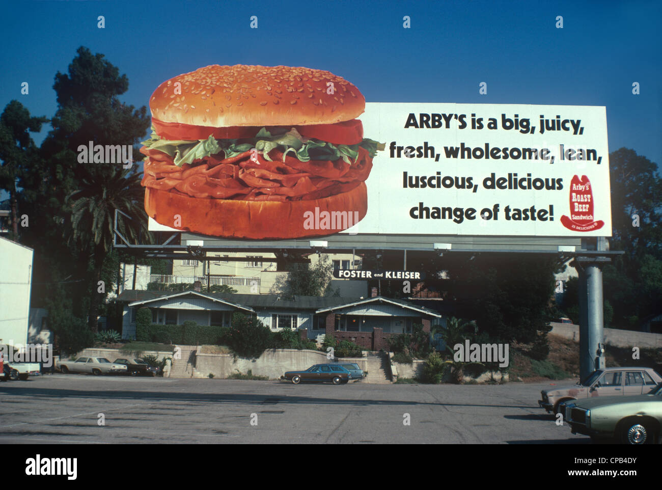 Arby's billboard in Hollywood circa 1980 Foto Stock