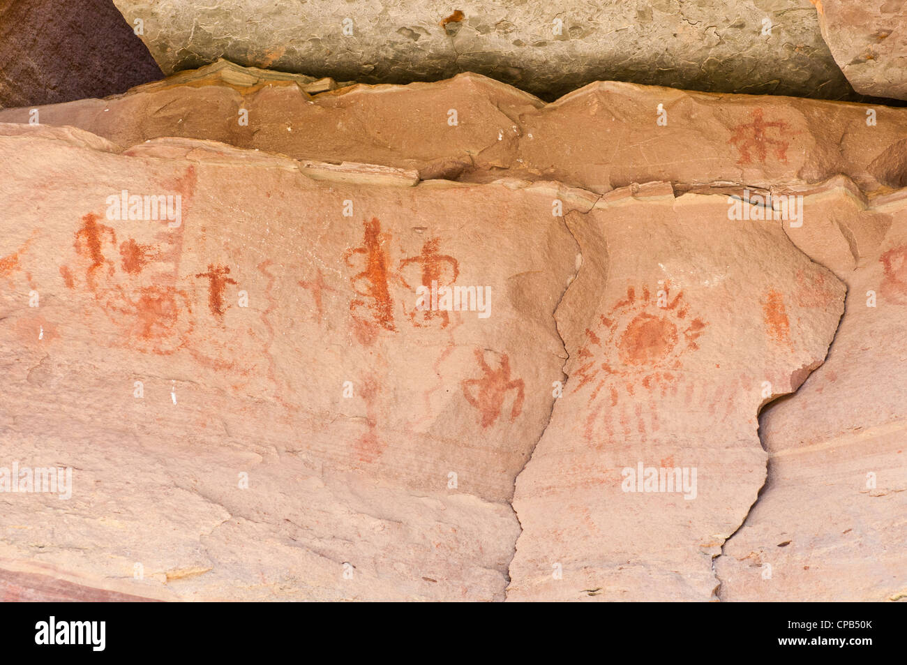 Anasazi Indian pittogrammi sopra Whitmore Canyon (fiume miglio 188) nel Grand Canyon AZ Foto Stock