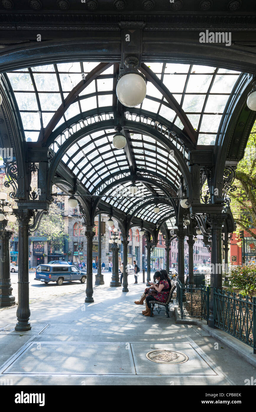 Pioneer Square ferro pergola, Seattle Foto Stock