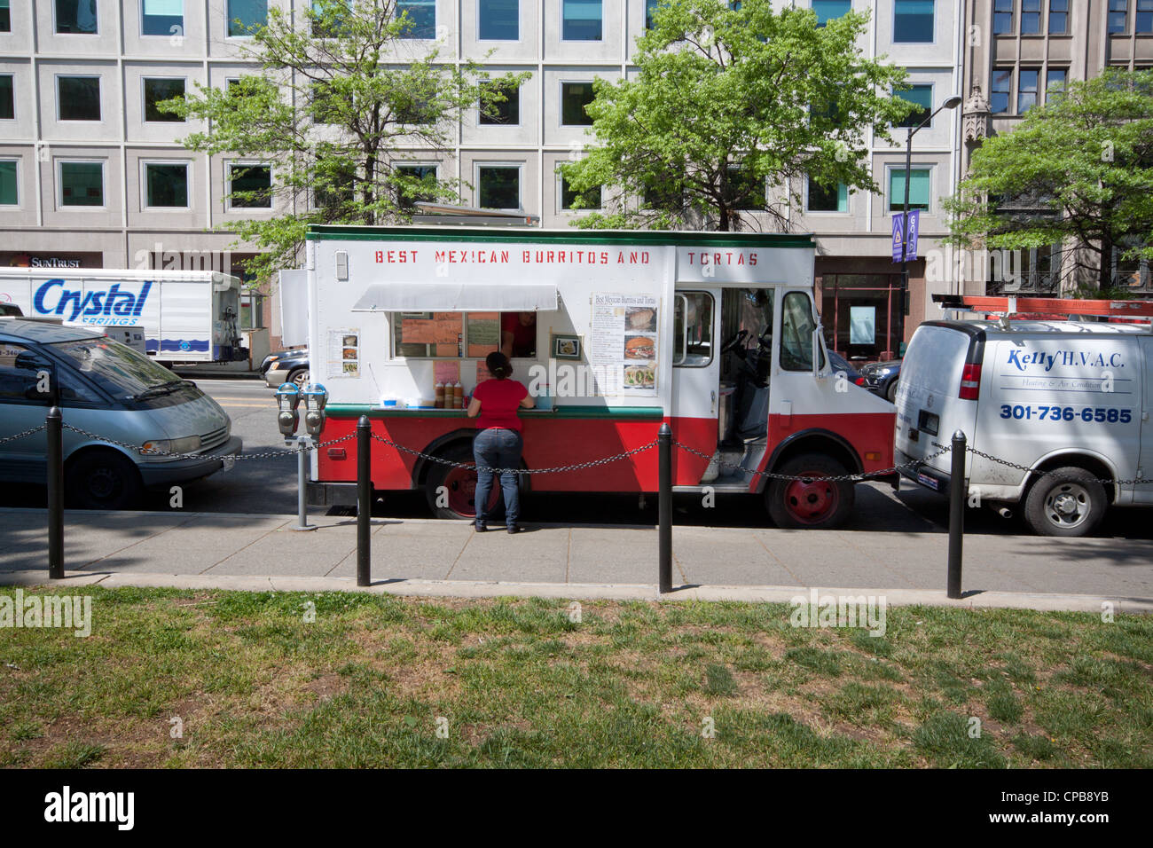 Carrelli di cibo, Washington DC lungo Farragut Square Foto Stock