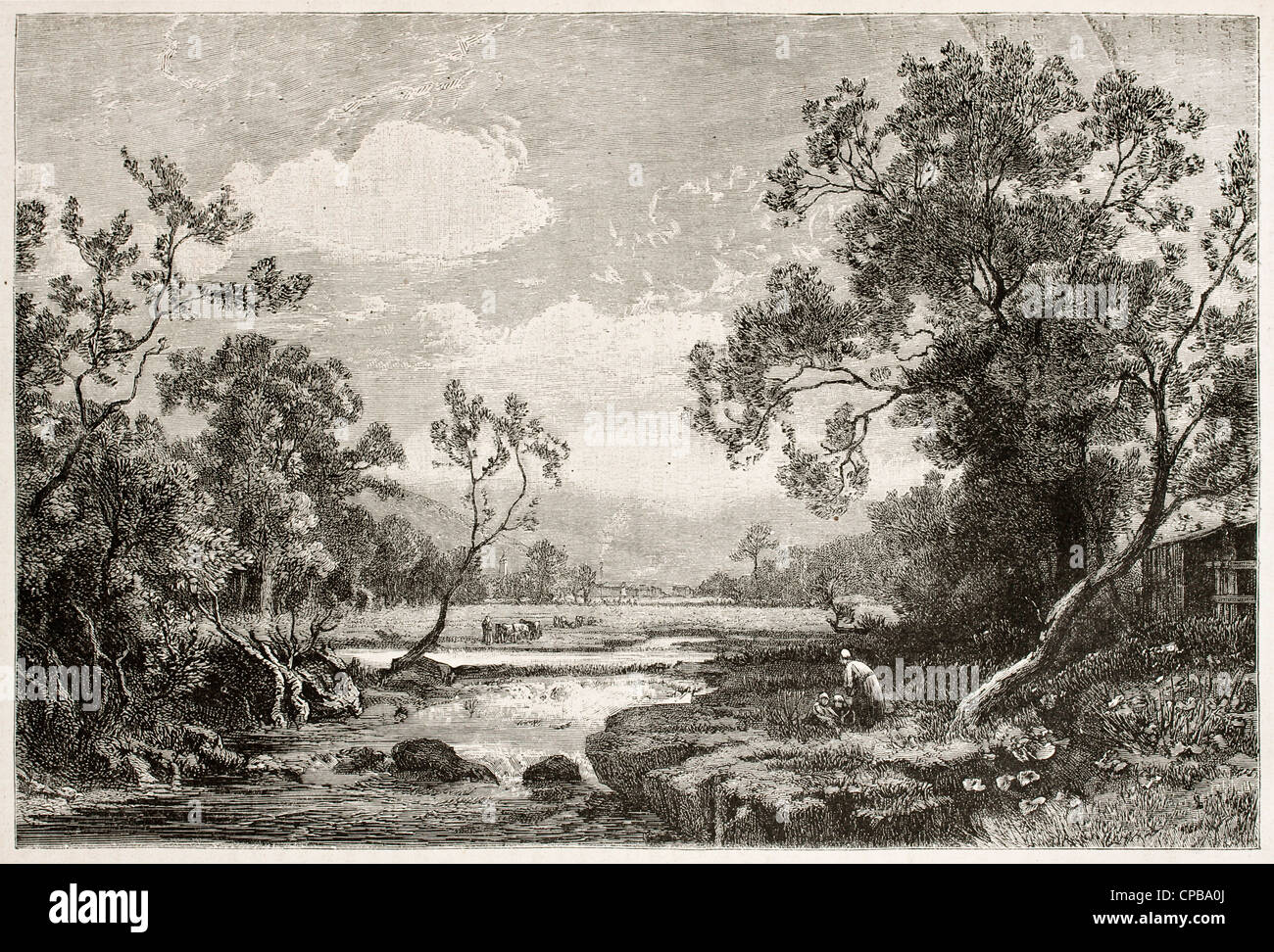 Plainfaing valle vista vecchia, dipartimento Vosges, Francia Foto Stock