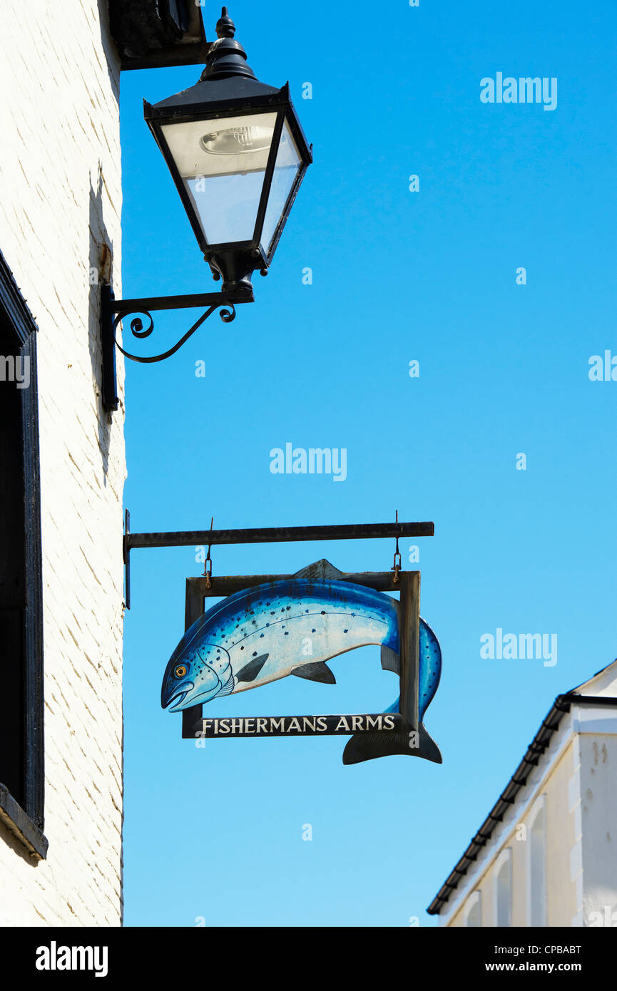 Fishermans arms pub segno. Looe, Cornwall, Inghilterra Foto Stock