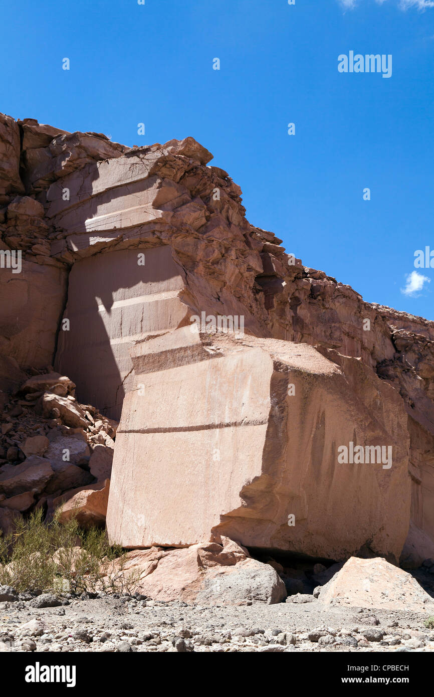 Il crollo di roccia nel telecomando Quezala burrone, vicino Talabra, il Deserto di Atacama, Cile Foto Stock