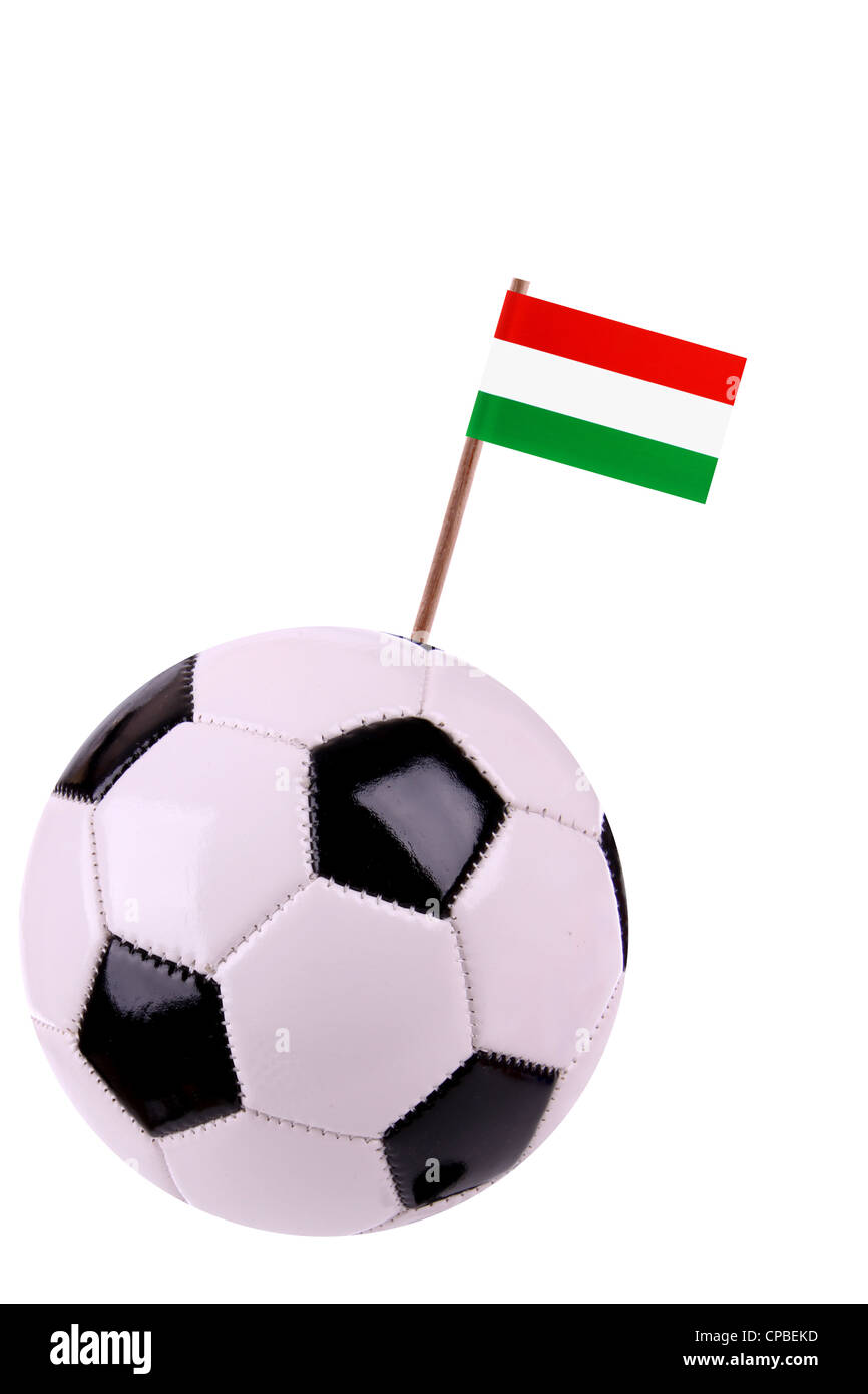 Soccerball calcio o decorata con una piccola bandiera nazionale su un toothstick Foto Stock
