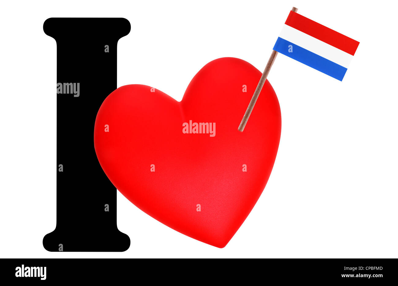Bandierina su un cuore rosso e la parola che ho per esprimere il proprio amore per la bandiera nazionale del Lussemburgo Foto Stock