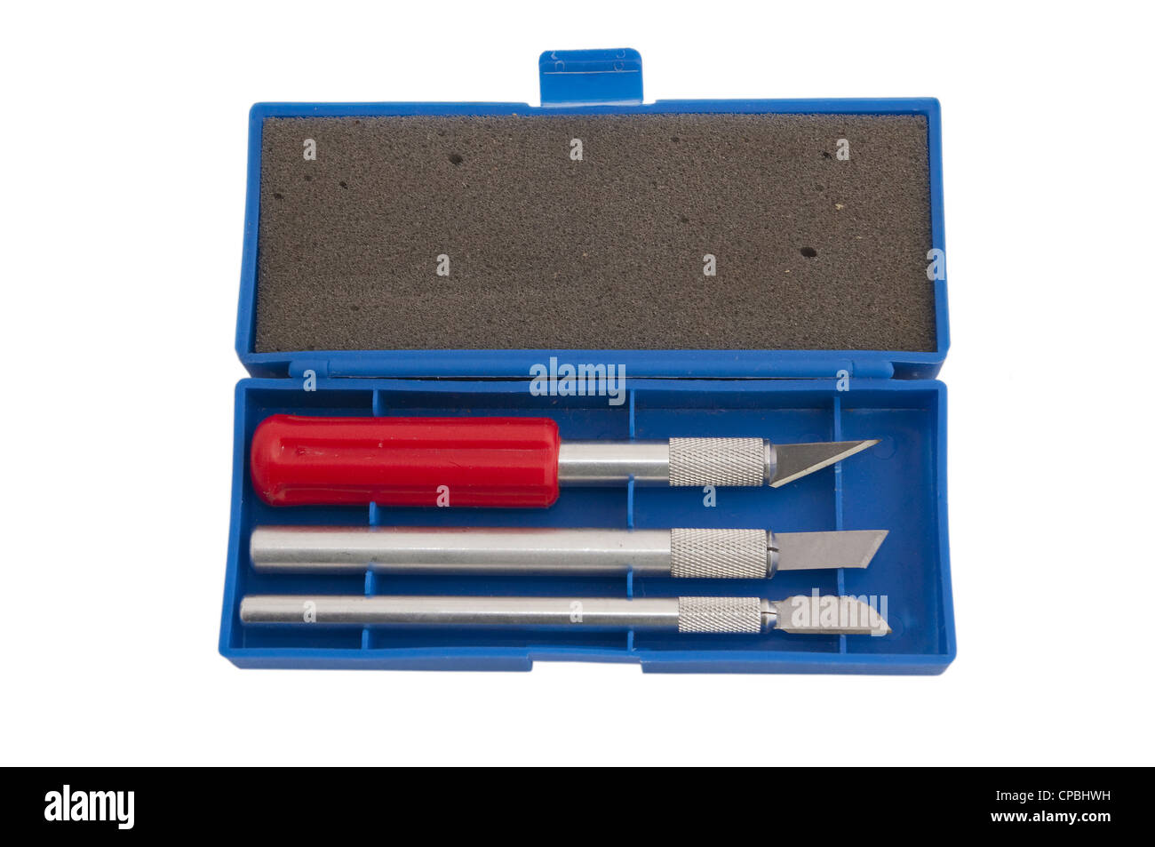 Set di scalpelli tre in una scatola Foto Stock