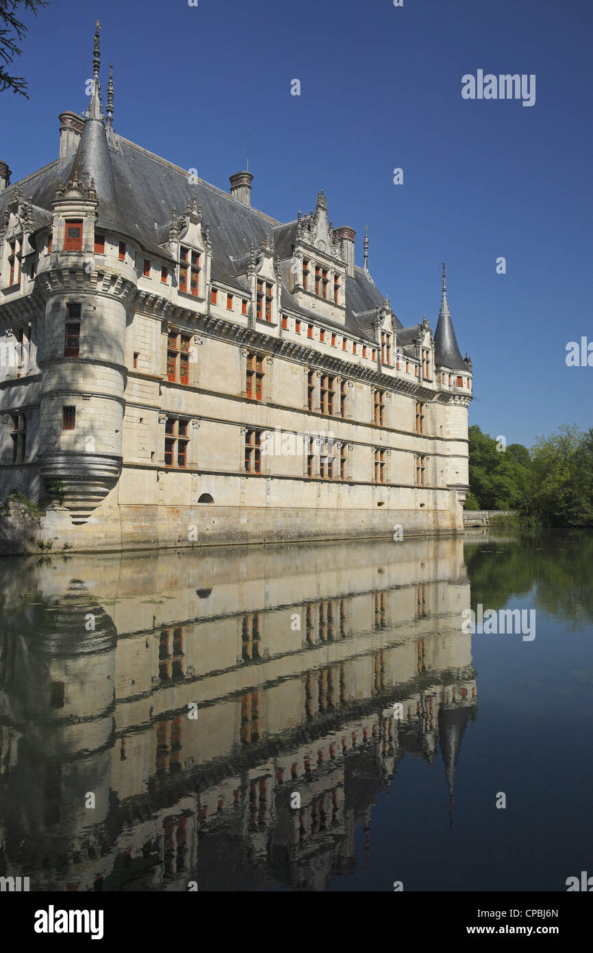 Château de Azay-le-Rideau, Indre-et-Loire, Francia Foto Stock