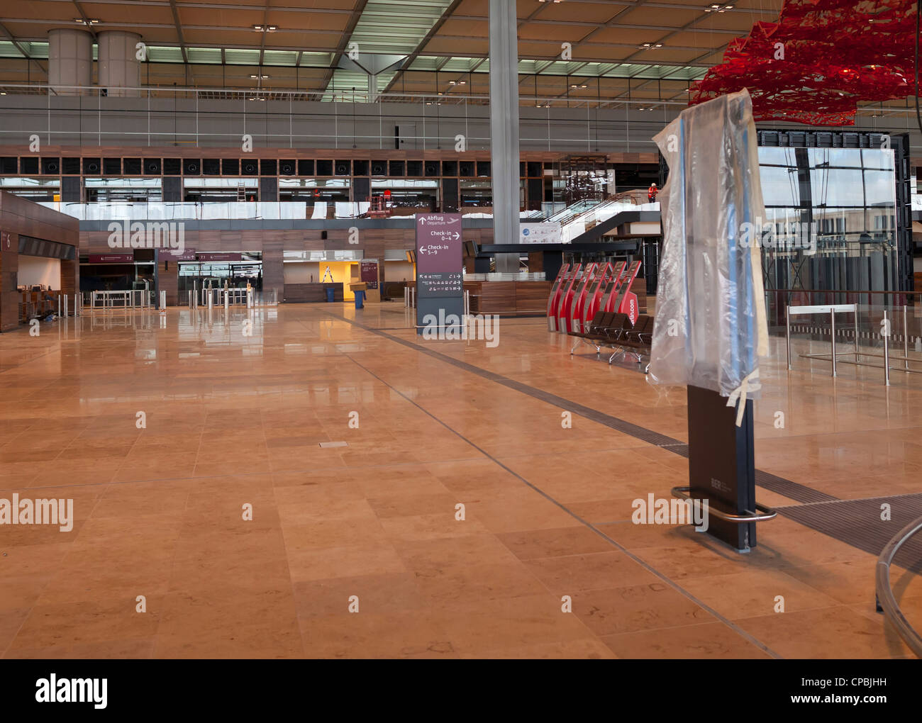 Sala principale dell'aeroporto di Berlino-Brandeburgo (BER) durante la fase di costruzione - Berlino, Germania, Europa Foto Stock