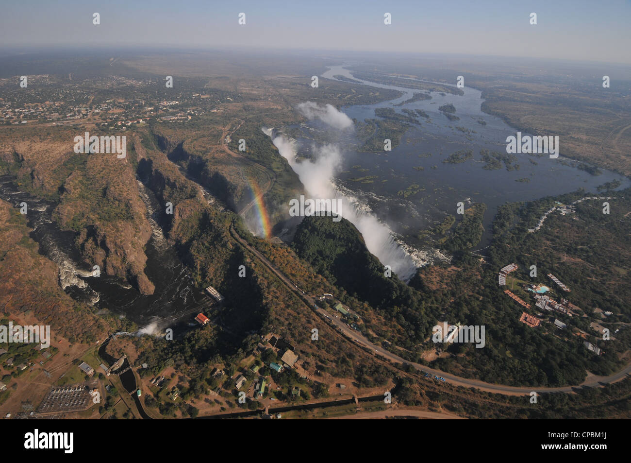 Victoria Falls dall'aria Foto Stock