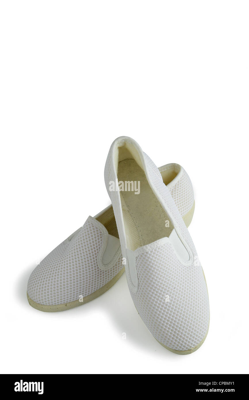 Scarpe da ginnastica bianche Foto Stock