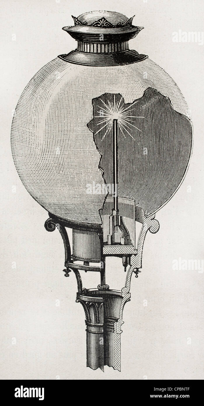 Candela di Yablochkov, arco elettrico lampada inventato da ingegnere russo Paolo Yablochkov (1847-1894) Foto Stock