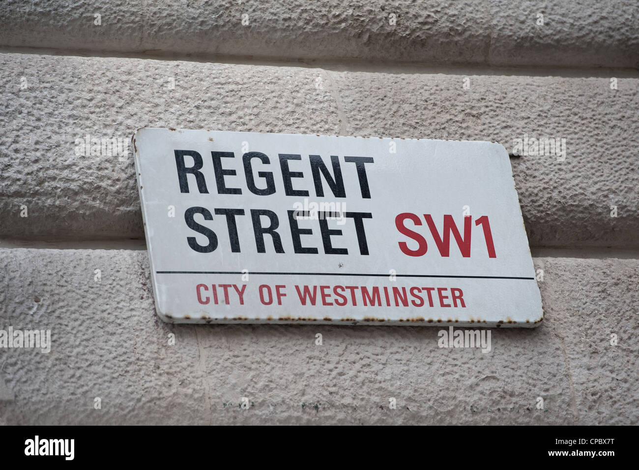 London street segno, Regent Street, England, Regno Unito, uno dei londinesi più famose strade per lo shopping Foto Stock
