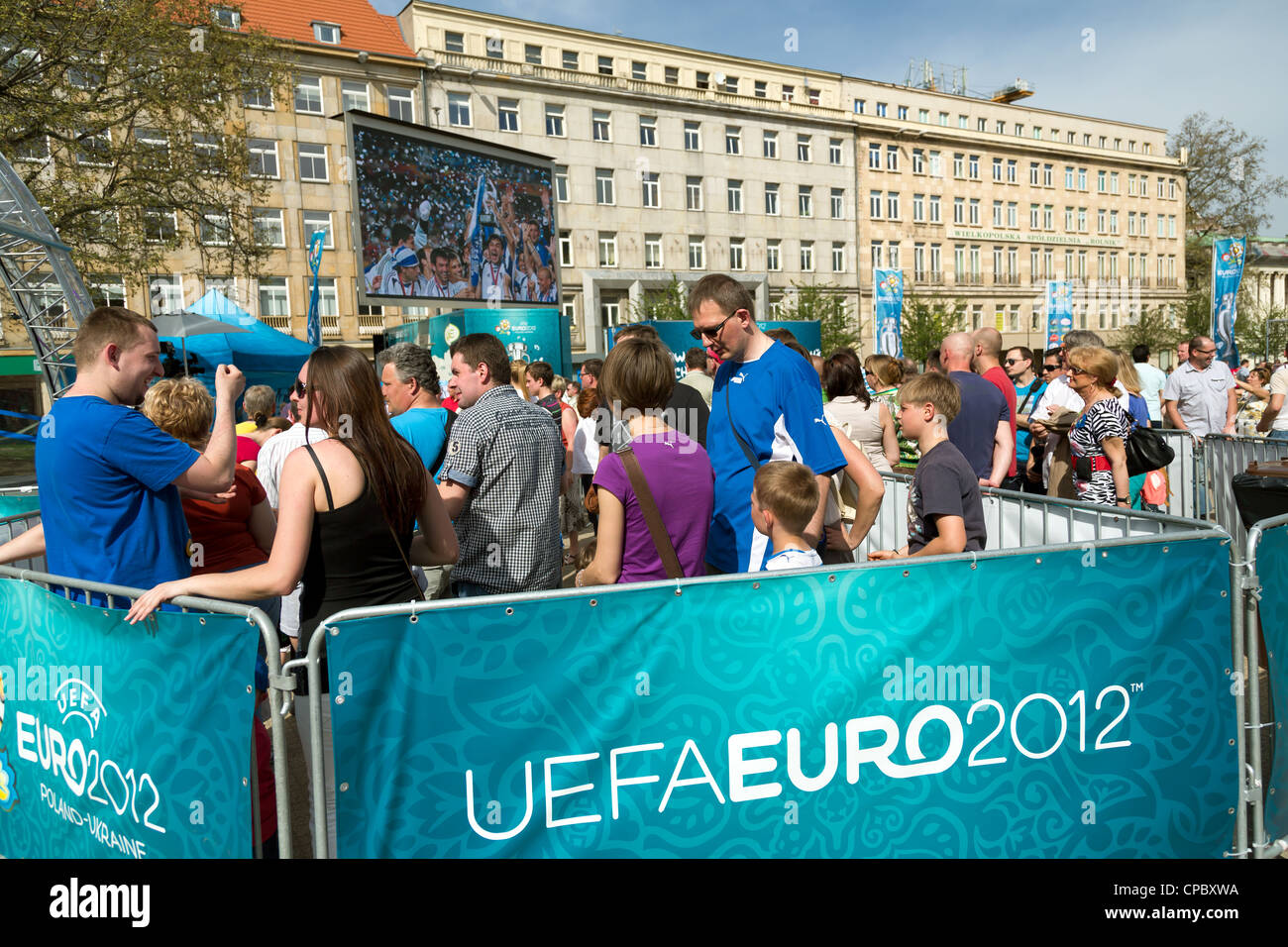 La UEFA evento, durante la quale l'originale UEFA Euro Cup viene presentato, Poznan, Polonia Foto Stock