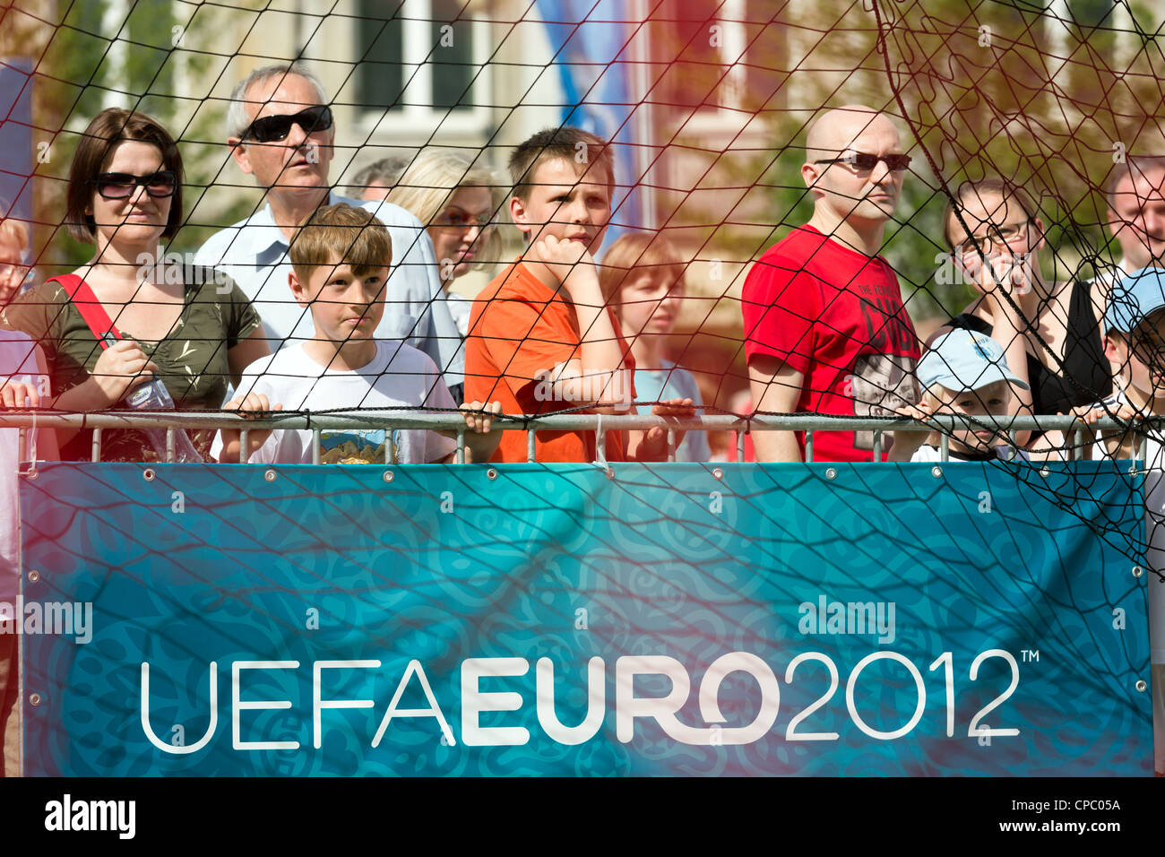 La UEFA evento, durante la quale l'originale UEFA Euro Cup viene presentato, Poznan, Polonia Foto Stock