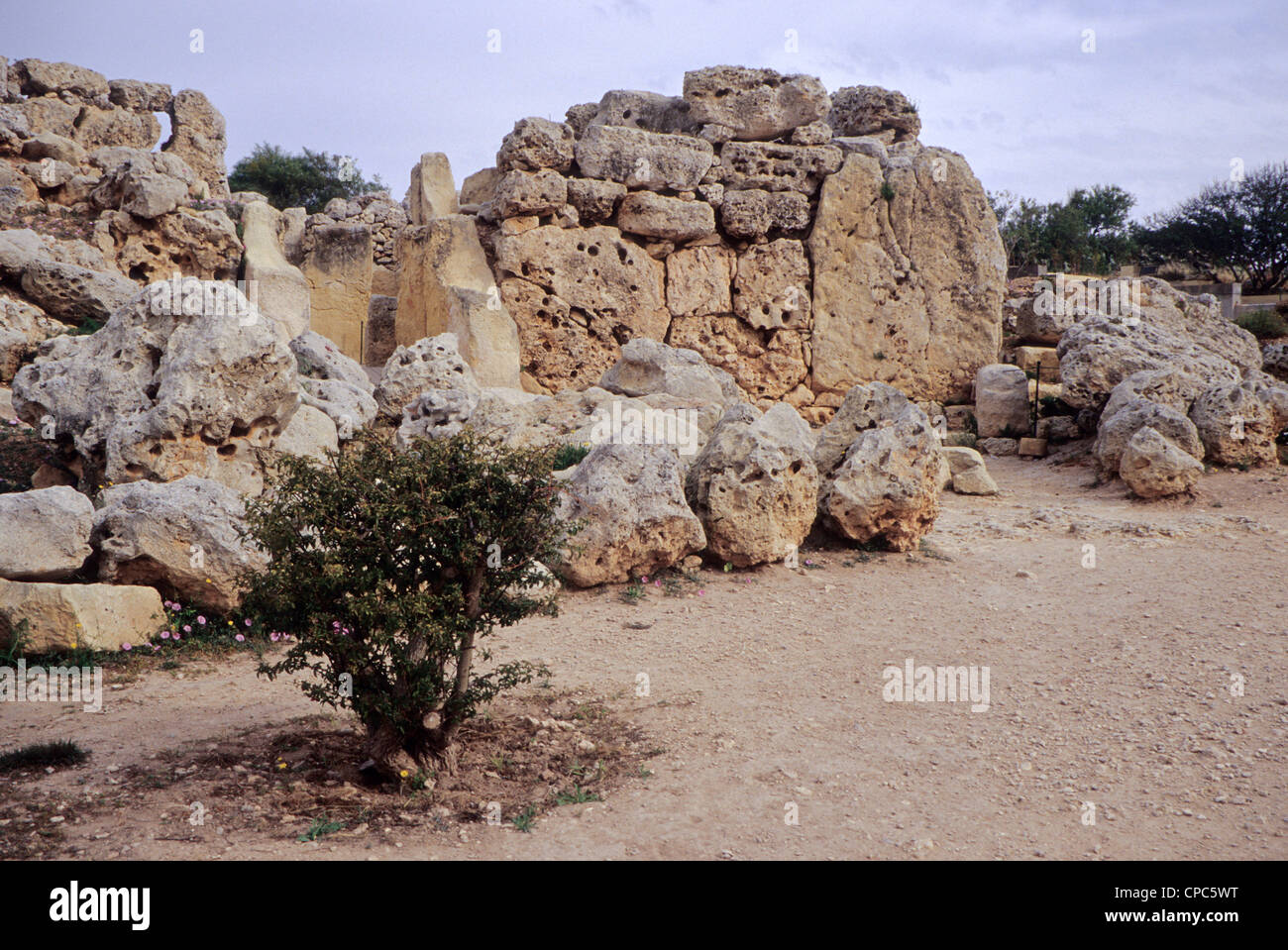 Ggantija, Gozo. - Sud tempio costruito intorno al 3500 A.C. Foto Stock