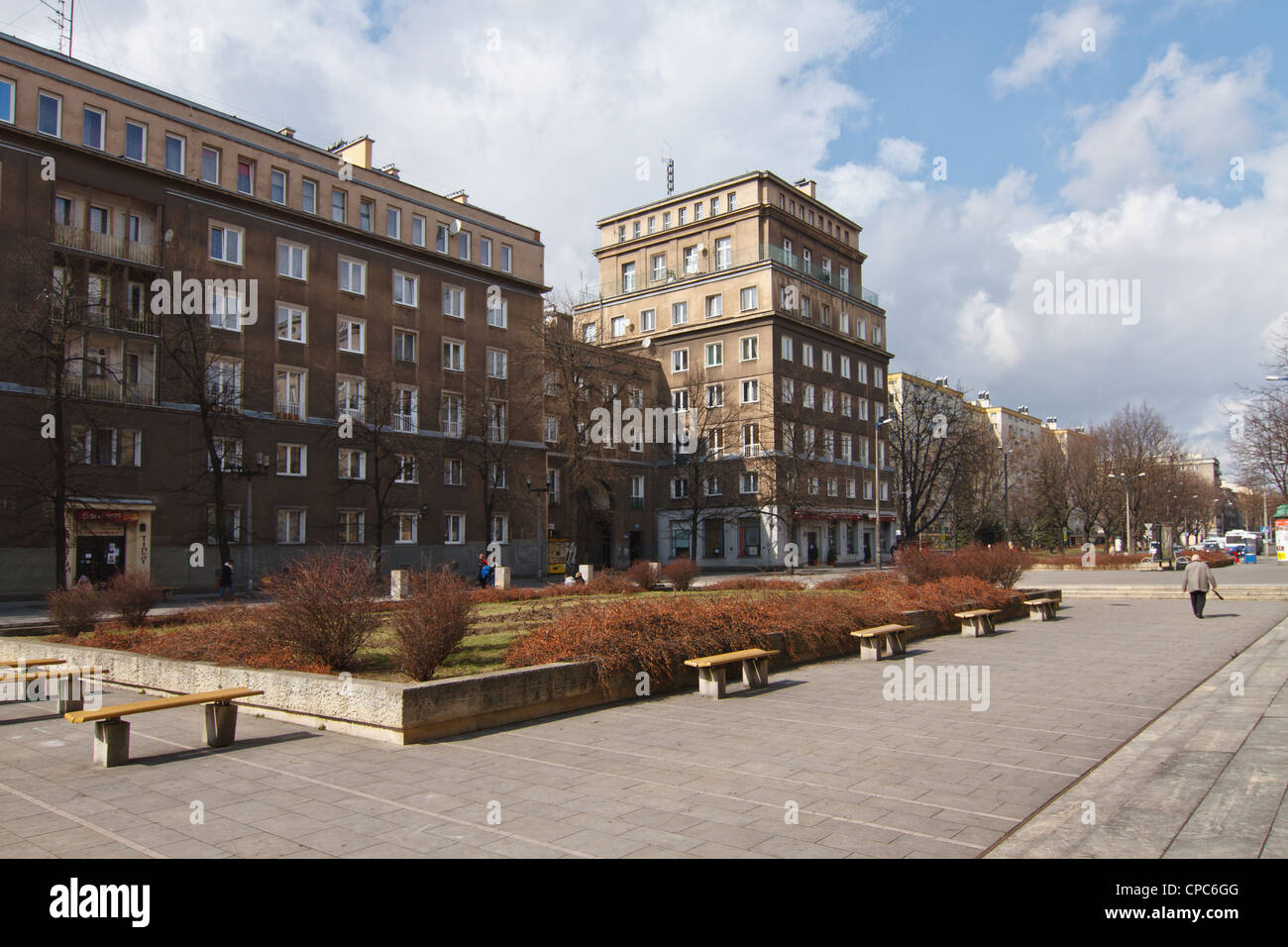 Il socialista architettura realista di Nowa Huta - un quartiere e le attrazioni turistiche di Cracovia. La Polonia. Foto Stock