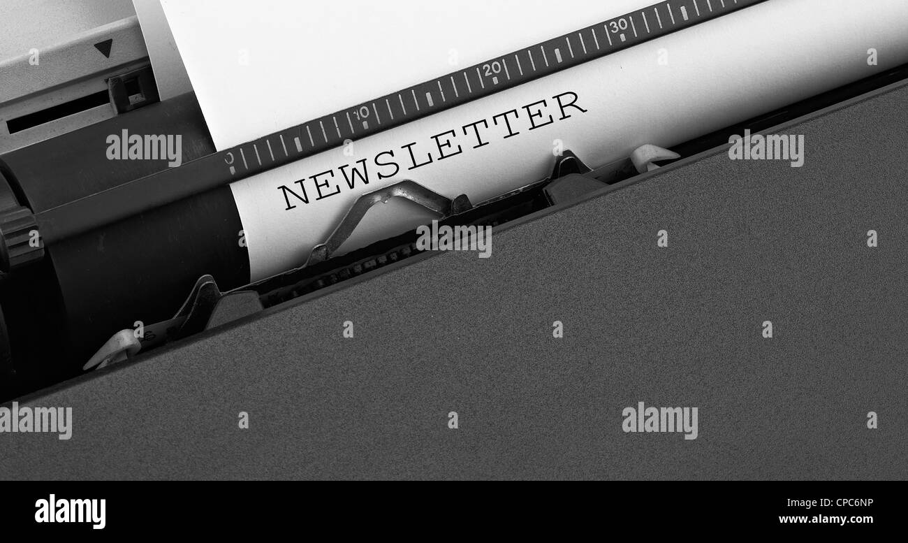 " Newsletter " messaggio digitato da macchina da scrivere vintage. Foto Stock