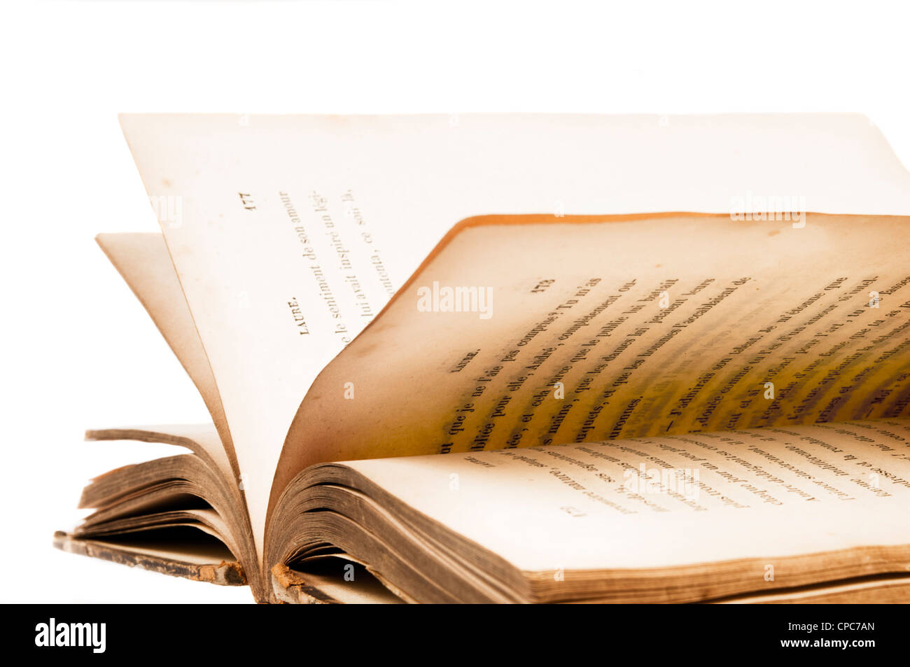 Le pagine di un libro aperto il capovolgimento Foto Stock