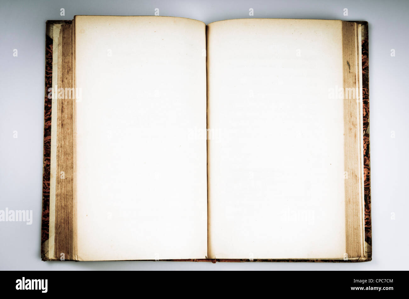 Blank vecchio libro aperto Foto Stock