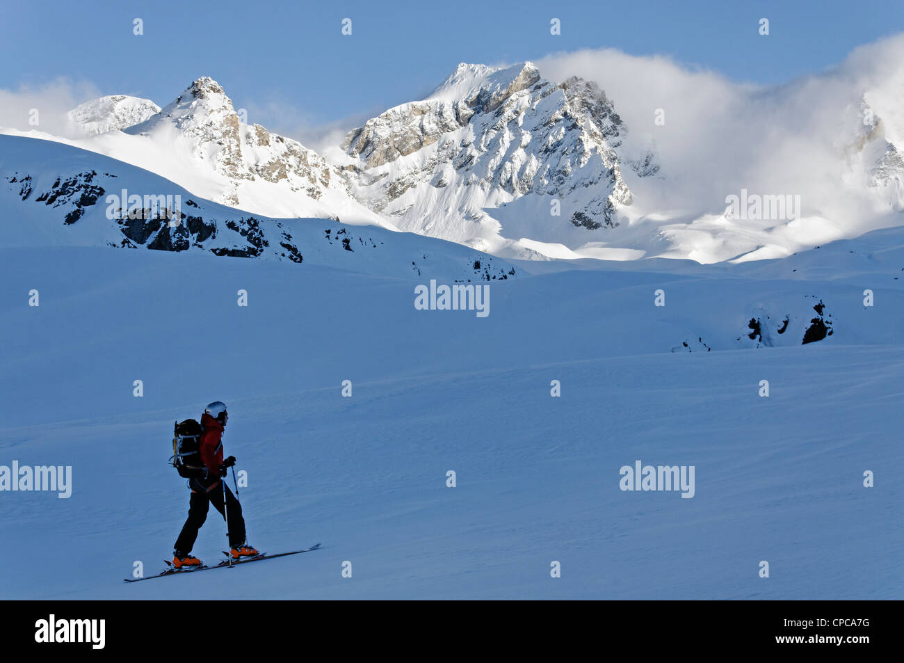 Sci alpinismo nel Parco Nazionale Gran Paradiso Foto Stock