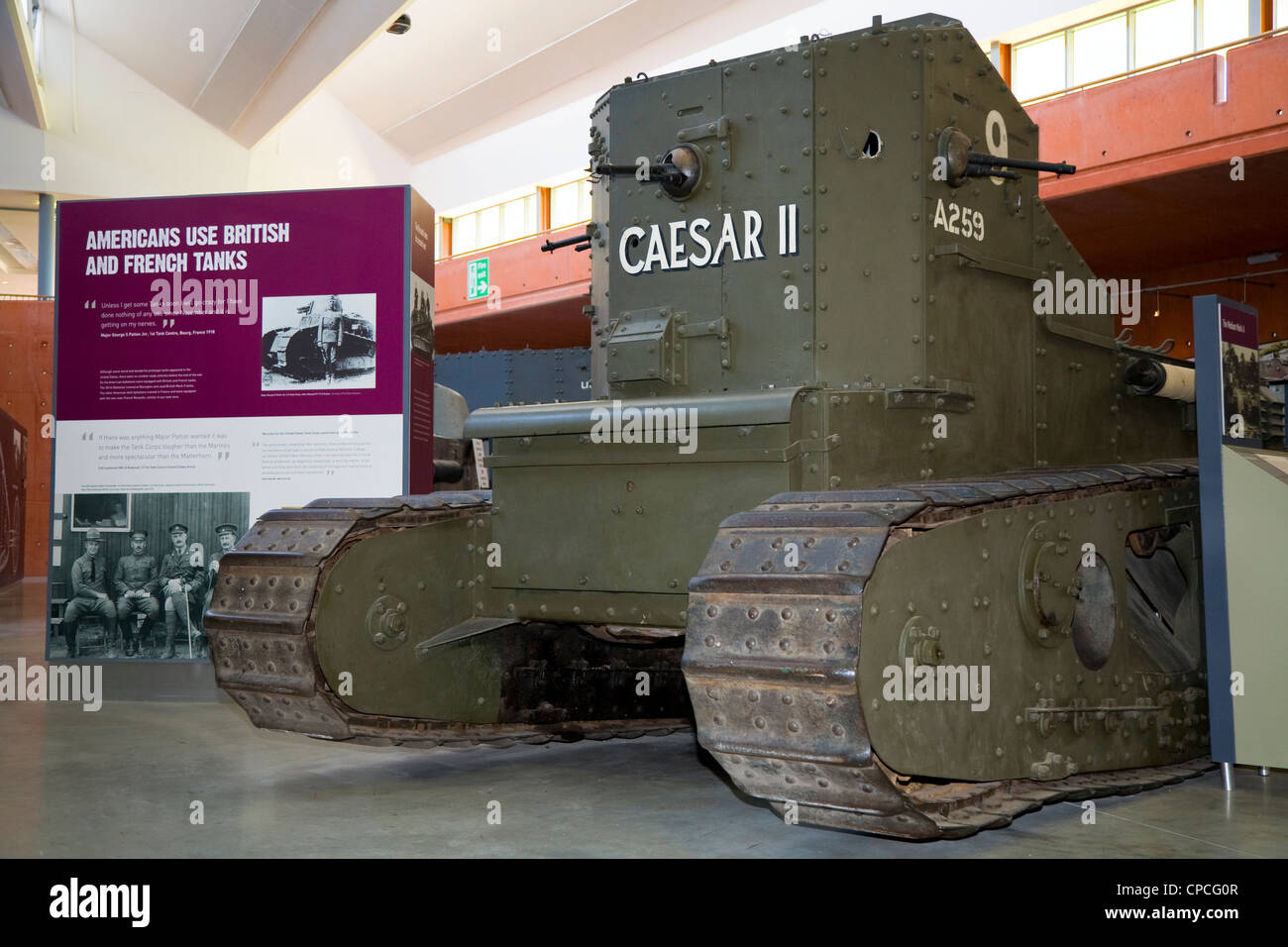 British World War I / WW1 / Prima Guerra A259 Caesar II serbatoio Whippet presso il Museo del serbatoio, Bovington, Dorset. Regno Unito. Foto Stock