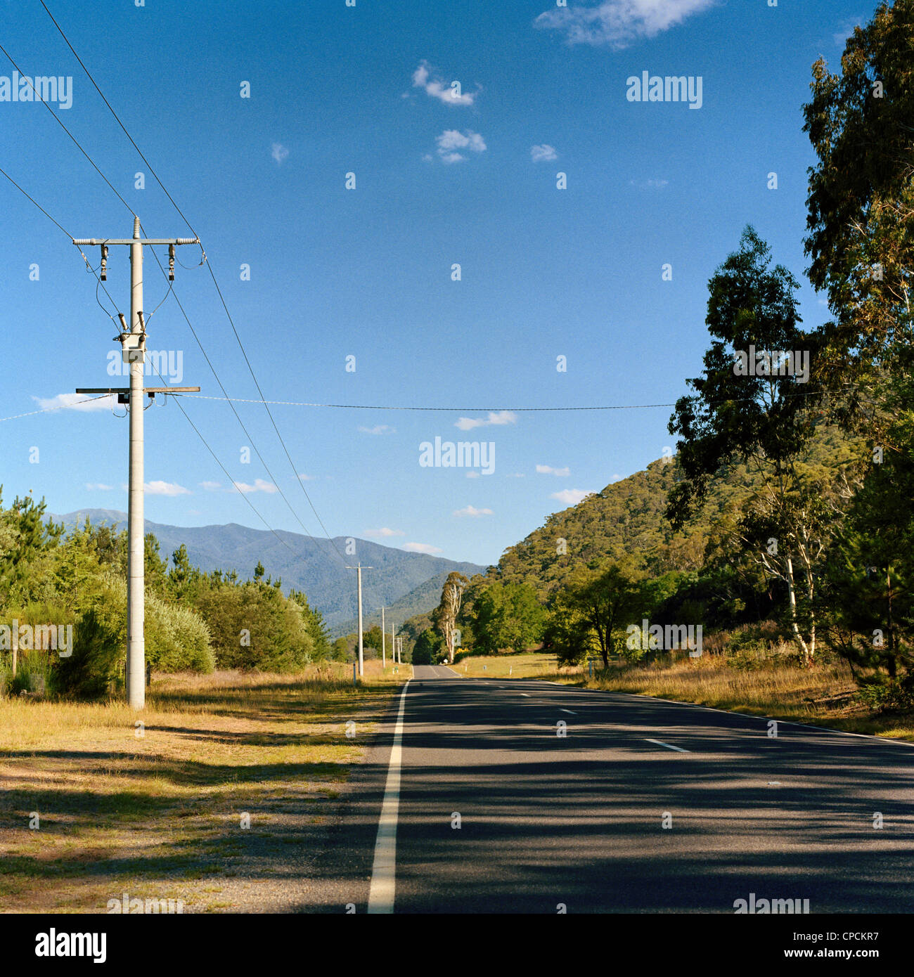 La strada principale che passa in Harrietville Vittoriana alta Paese Australia Foto Stock