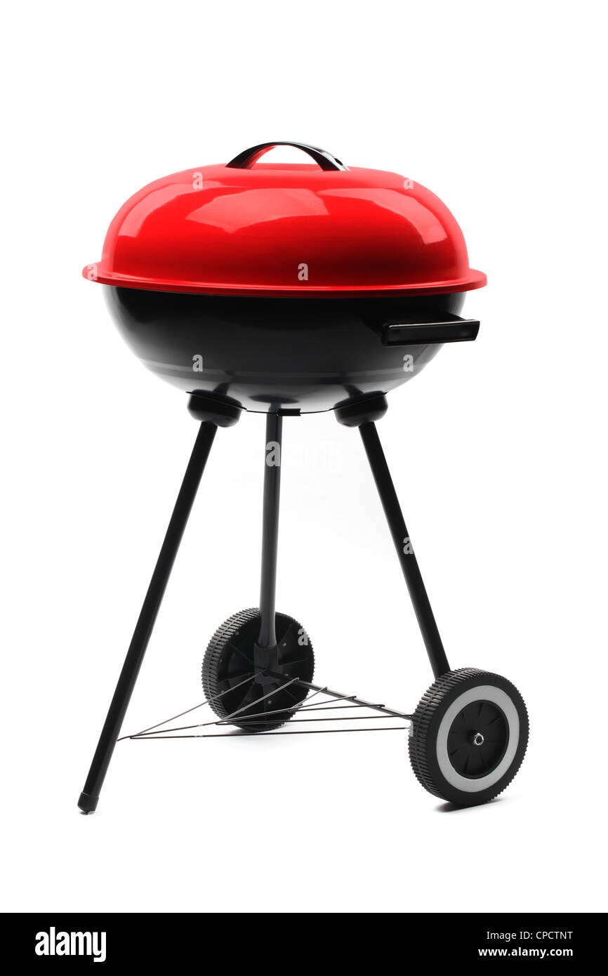 Bollitore grill barbecue con coperchio isolato su bianco Foto Stock