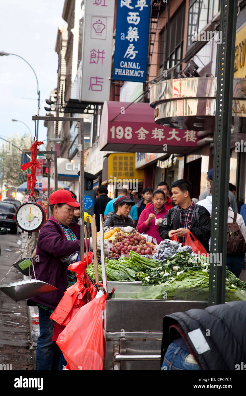 Venditori ambulanti in Chinatown su Canal Street, Manhattan New York City Foto Stock
