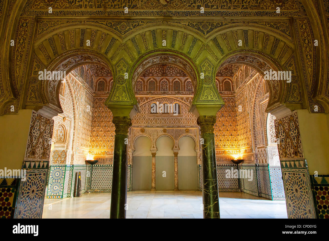 Spagna, Andalusia, Siviglia, Barrio Santa Cruz, Alcazar Palace Foto Stock