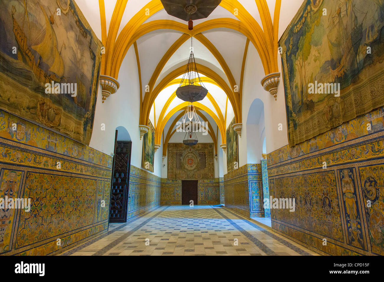 Spagna, Andalusia, Siviglia, Barrio Santa Cruz, Alcazar Palace Foto Stock