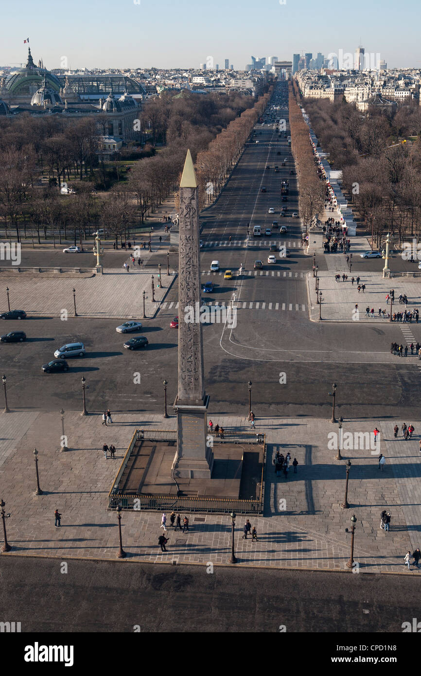 Vista su Place de la Concorde, Paris, Francia, Europa Foto Stock