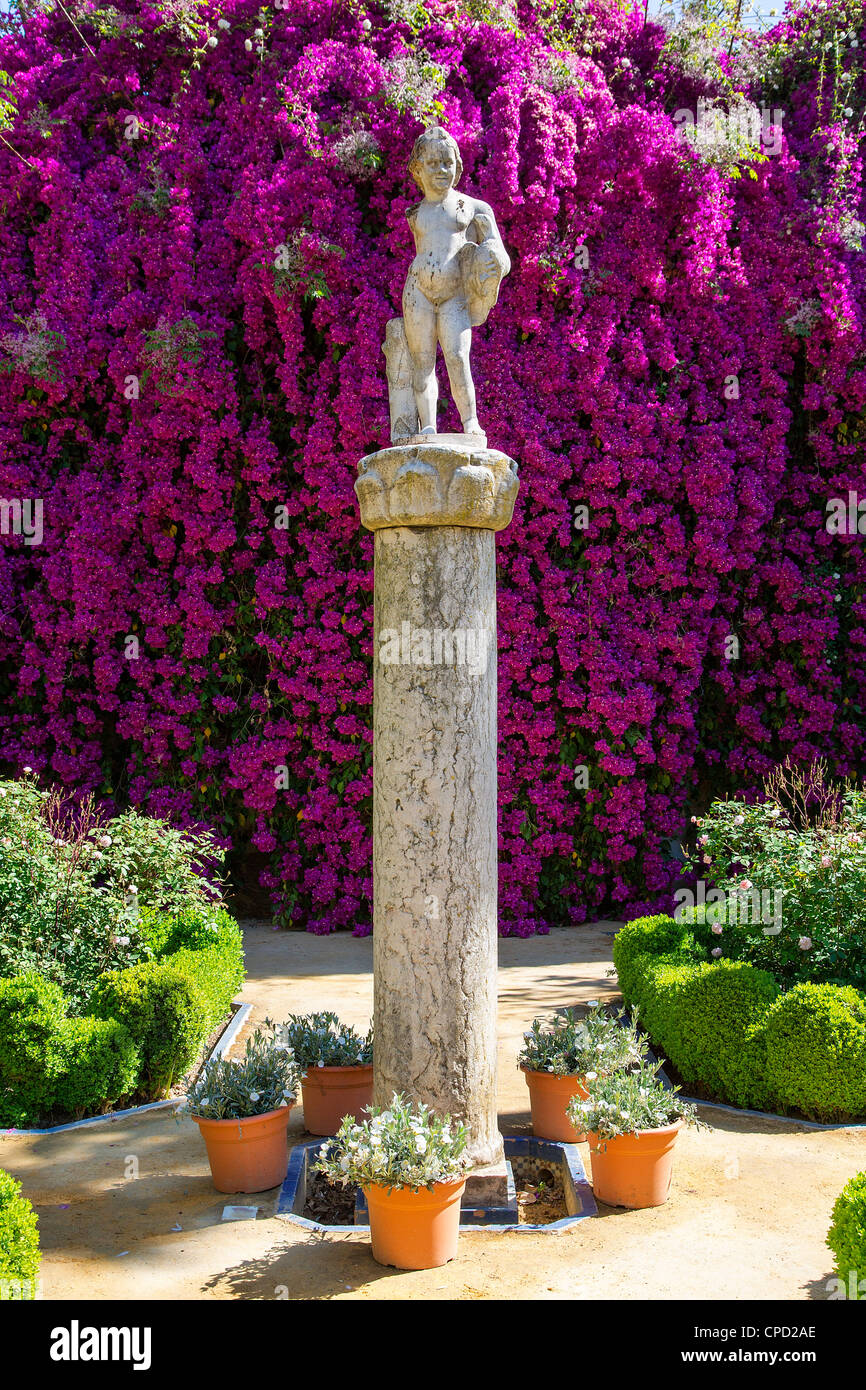 Europa Spagna Andalusia, Sevilla, giardino in Casa de Pilatos Foto Stock