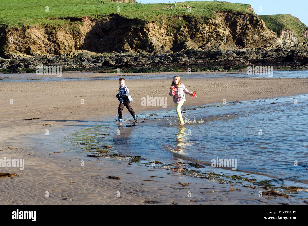 Burgh Island,Bantham Bay,Agatha Christie, Agatha Christie, spiaggia, inglesi, burgh island, funzione costiere, giorno Devon, Inghilterra, Foto Stock