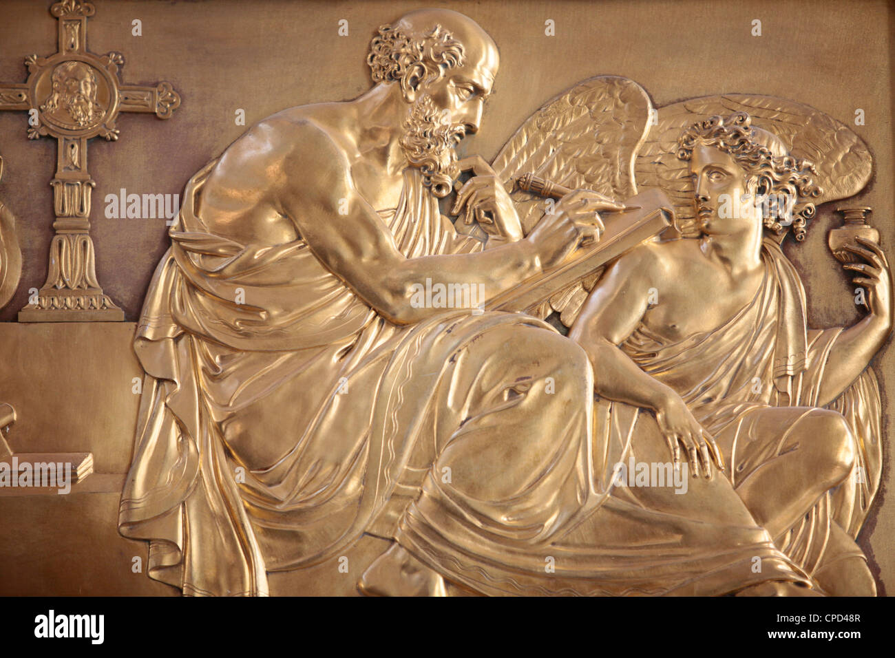 Scultura raffigurante San Matteo, Saint-Louis des Invalides chiesa, Parigi, Francia, Europa Foto Stock