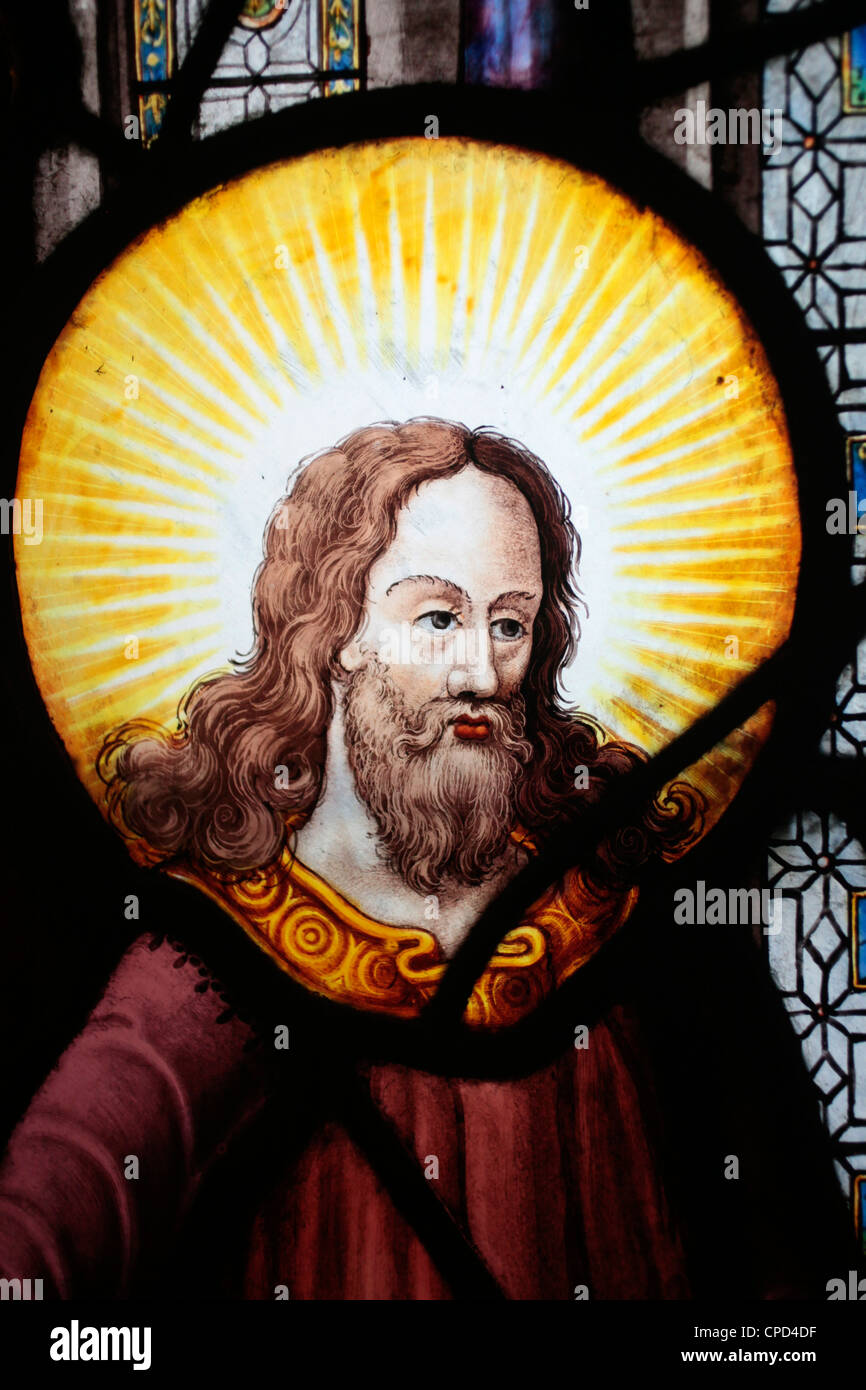 Gesù in vetro macchiato in Saint-Etienne-du-Mont chiesa, Parigi, Francia, Europa Foto Stock