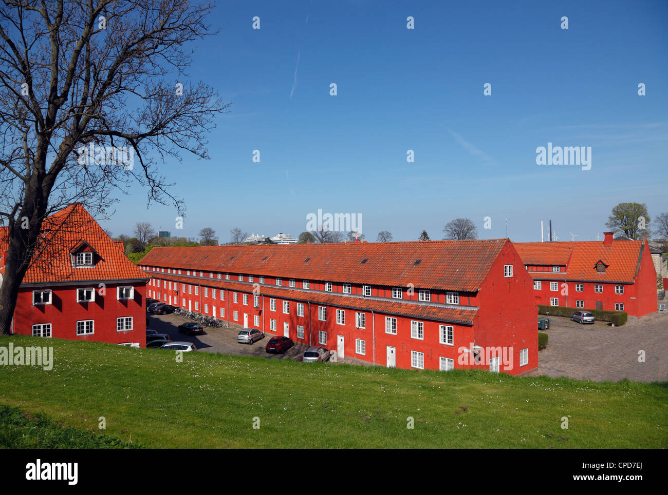 Parte della cittadella Kastellet in Copenhagen visto dai bastioni circostanti. Foto Stock