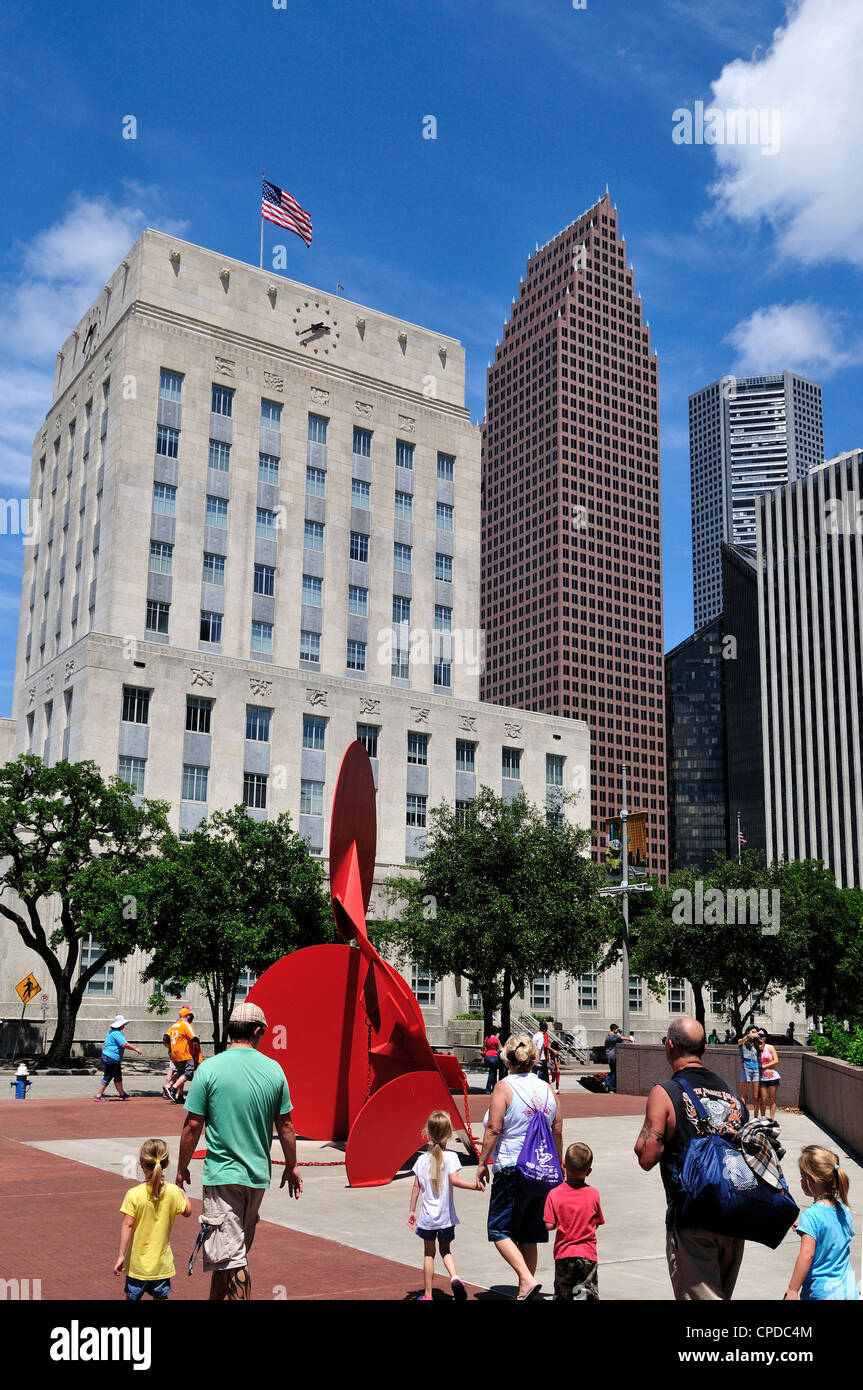 I pedoni a piedi nel centro cittadino di Houston, Texas, Stati Uniti d'America. Foto Stock