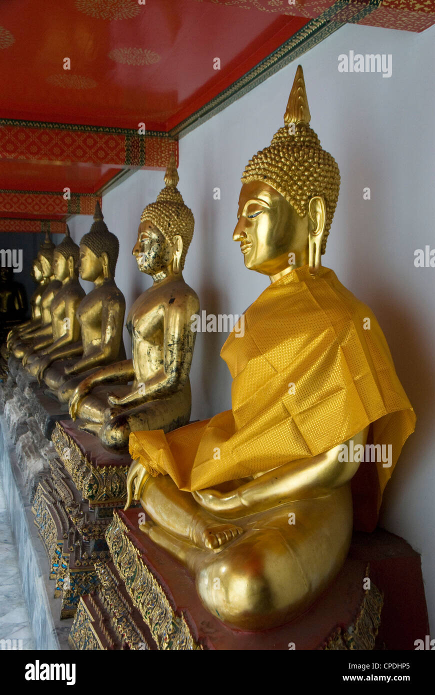 Udienza Buddha, Wat Pho (Buddha reclinato Tempio), Wat Phra Chetuphon), Bangkok, Thailandia, Sud-est asiatico, in Asia Foto Stock