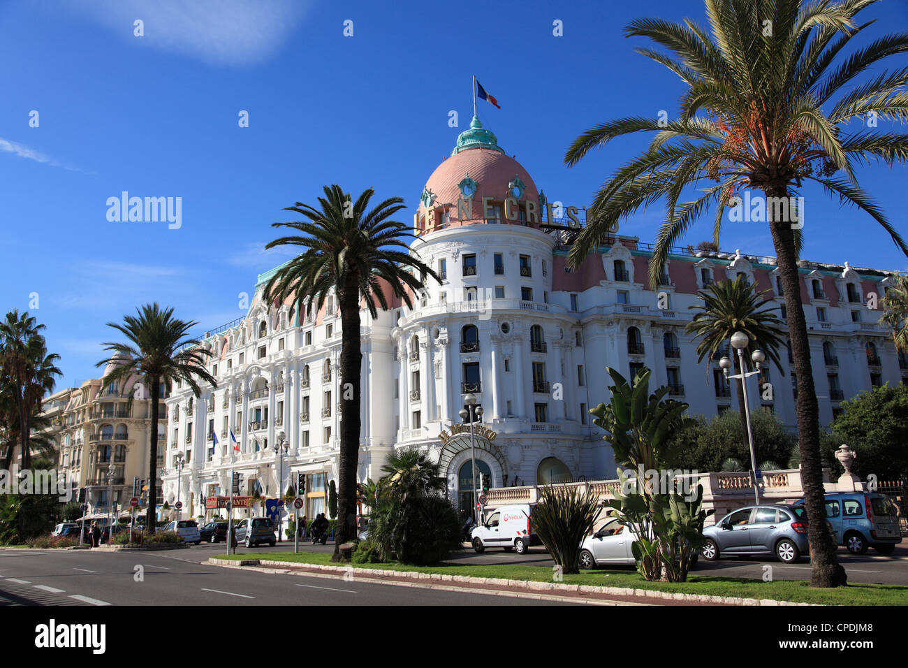 L'Hotel Negresco, Promenade des Anglais, Nizza, Alpes Maritimes, Cote d'Azur, Riviera Francese, Provence, Francia Foto Stock