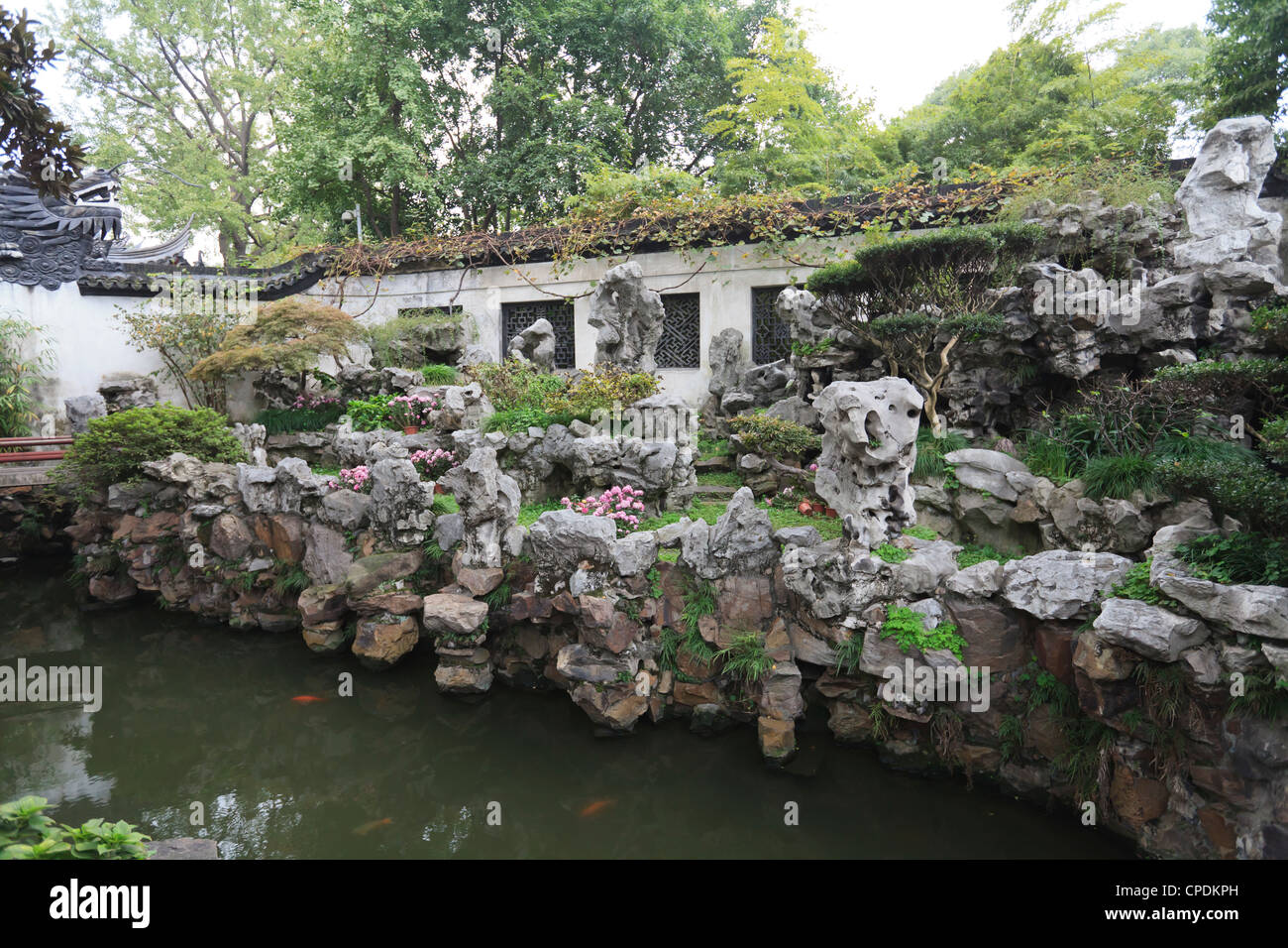 Rockery, Yu Yuan (l' Yuyuan) Giardini, Shanghai, Cina e Asia Foto Stock