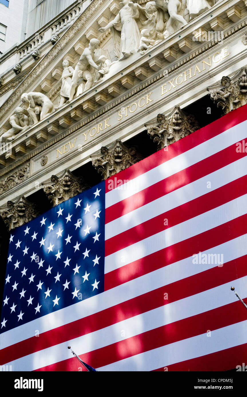 New York Stock Exchange Building, mercato azionario Wall Street, Stati Uniti Foto Stock