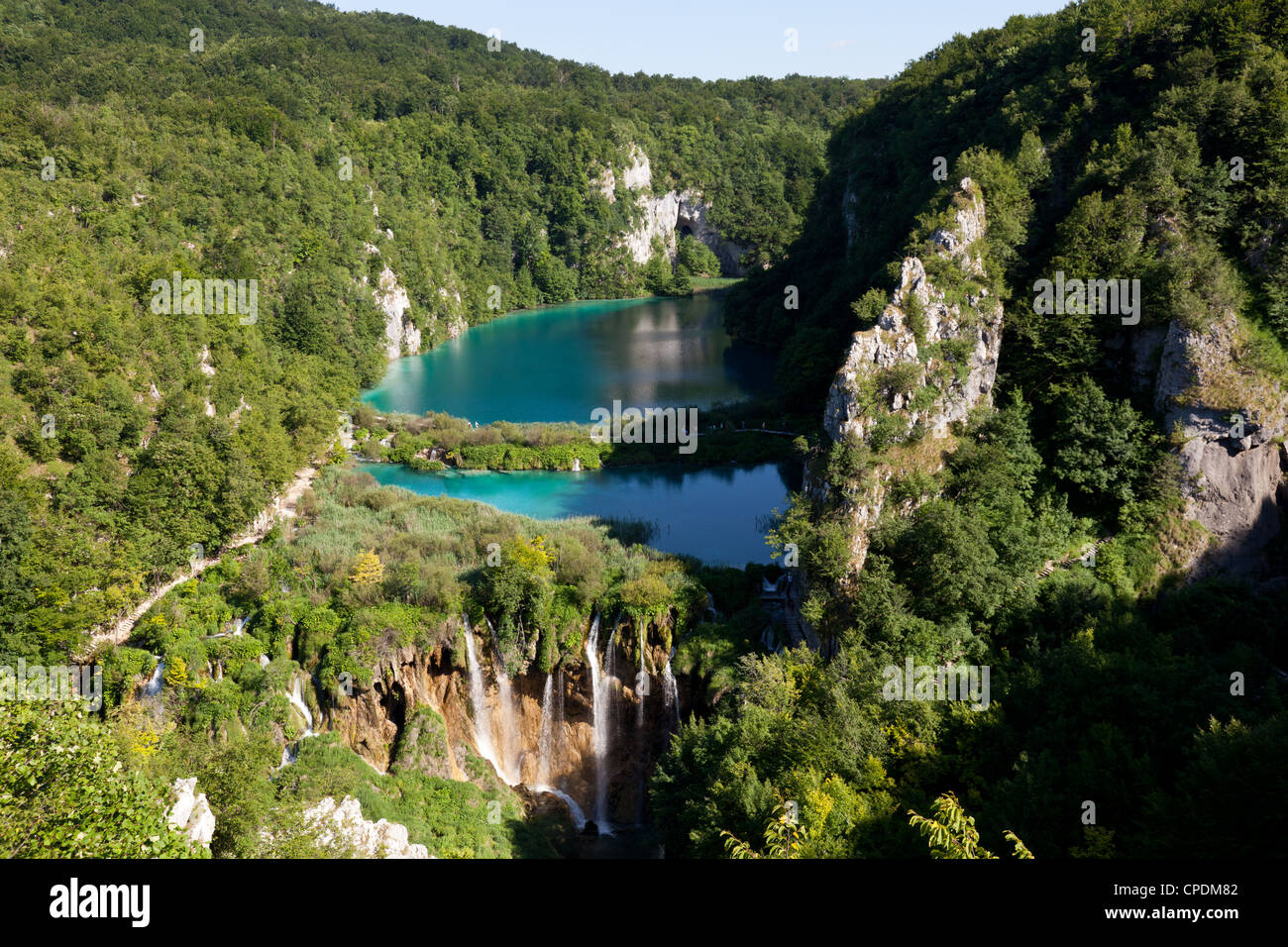 Il Parco Nazionale dei Laghi di Plitvice, patrimonio mondiale dell UNESCO, Croazia, Europa Foto Stock