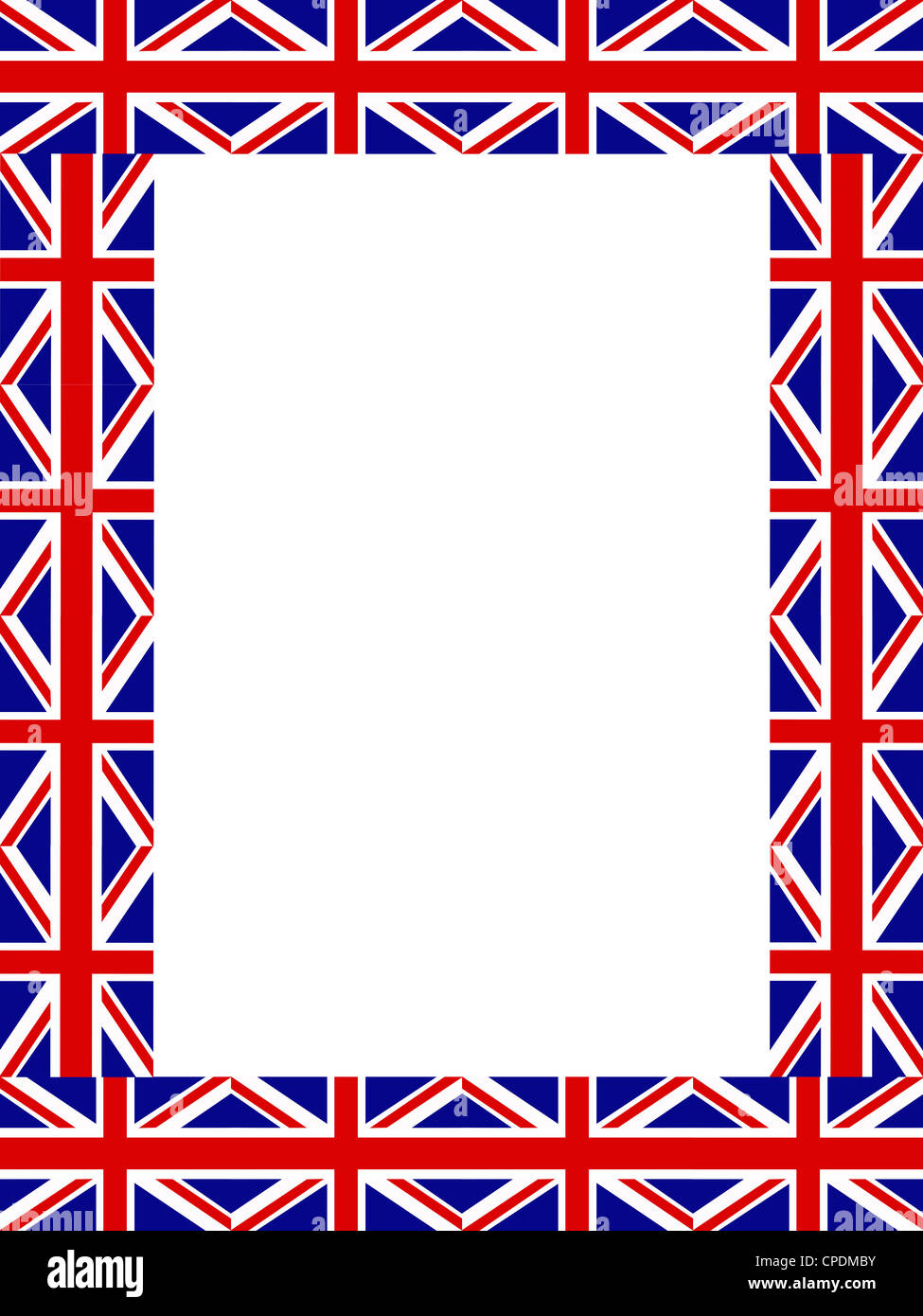 Union Jack flag modello di frame su sfondo bianco Foto Stock