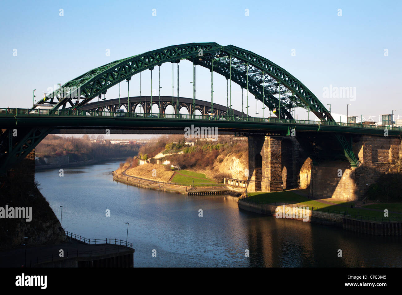 Wearmouth ponte sopra il fiume usura, Sunderland, Tyne and Wear, England, Regno Unito, Europa Foto Stock