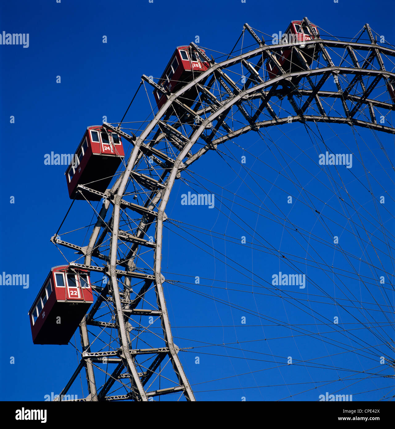 Prater ruota panoramica Ferris in primo piano nel film Il terzo uomo, il Prater di Vienna, Austria, Europa Foto Stock