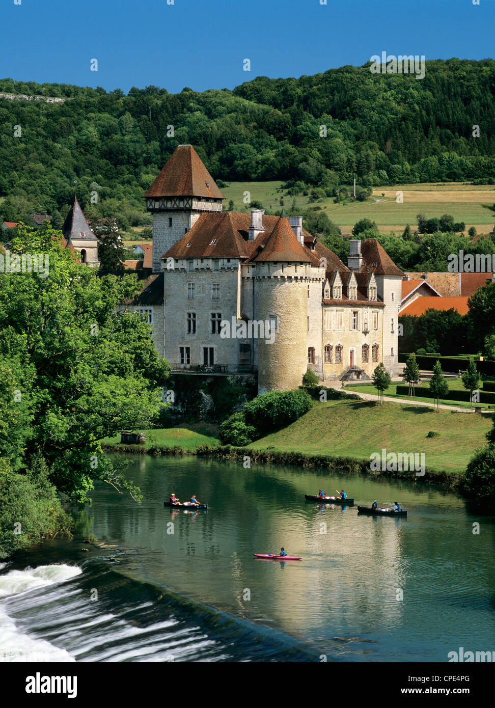 Chateau de, Cleron Cleron, Loue Valley, Franche Comte, Francia, Europa Foto Stock