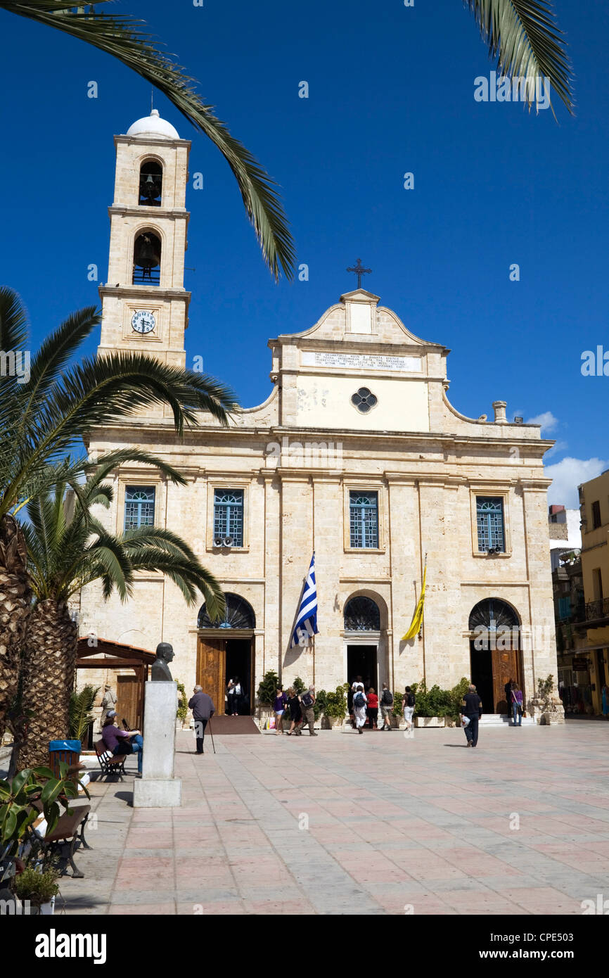 La cattedrale, Platia Mitropoleos, Chania (Hania), regione Chania, Creta, Isole Greche, Grecia, Europa Foto Stock